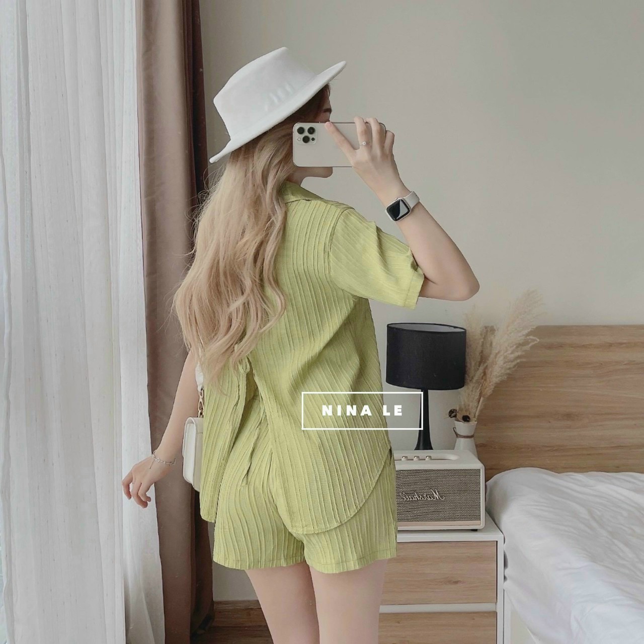 Sét bộ sơmi hở lưng cột nơ quần đùi hàng y hình