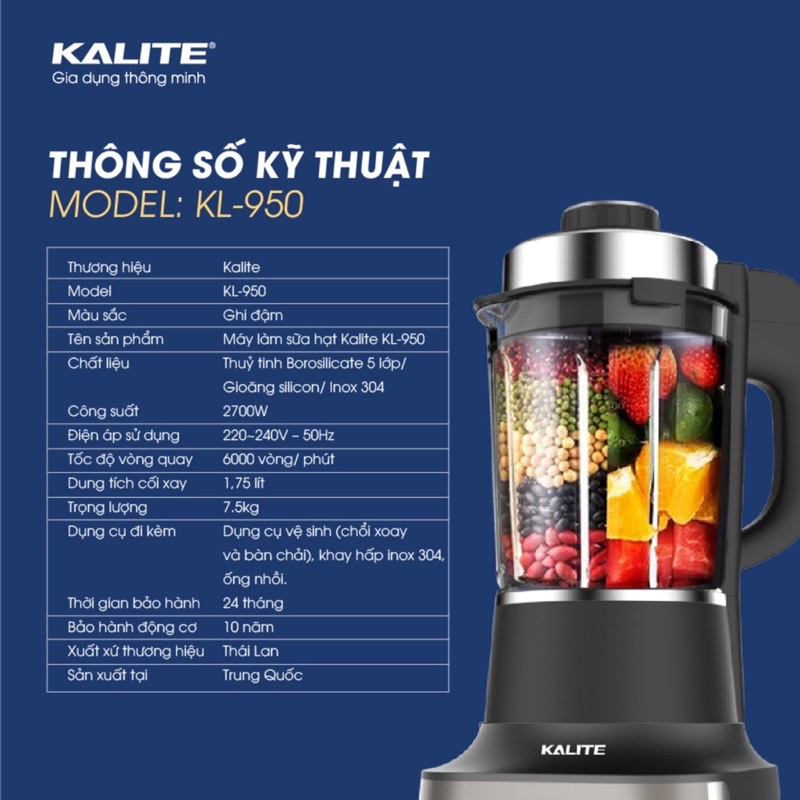 [CHÍNH HÃNG] Máy làm sữa hạt KALITE KL950
