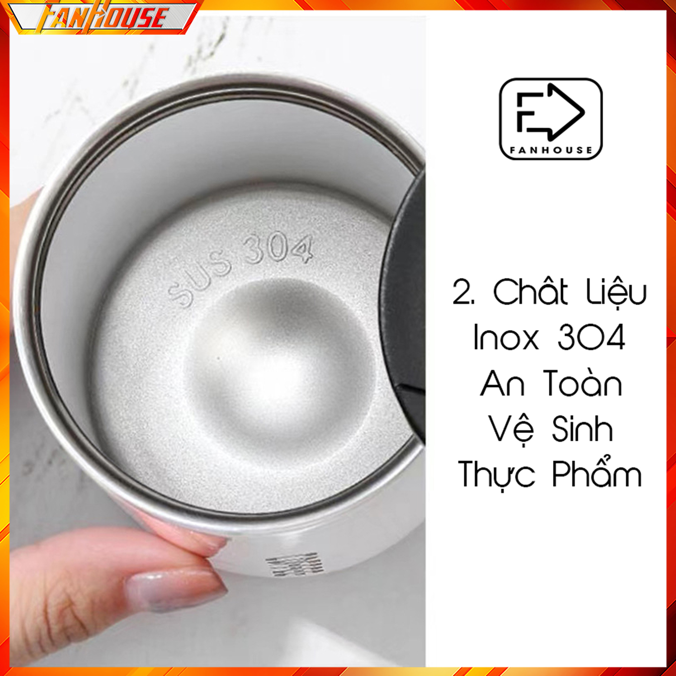 Cốc giữ nhiệt  400ml Fan House ly coffee Holic v2 inox 304, bình nước giữ nhiệt 12h khắc tên theo yêu cầu tặng que cọ