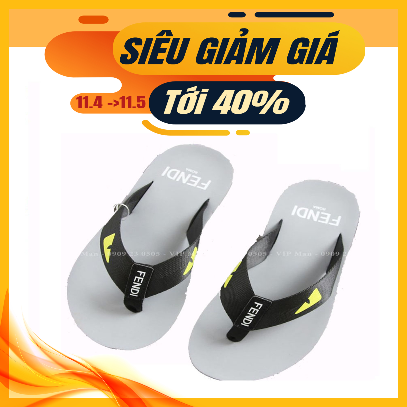 Dép kẹp nam mắt cáo F.D ( Màu Cam)