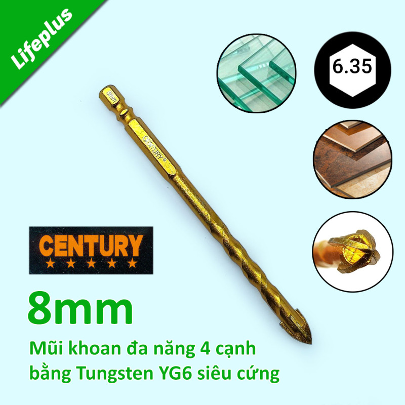 Mũi khoan đa năng 4 cạnh Century bằng Tungsten YG6 siêu cứng