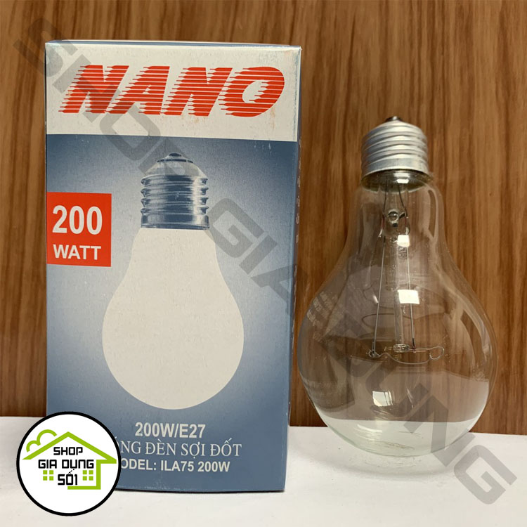 Bóng Đèn Sợi Đốt, Bóng Dây Tóc 25W, 40W, 60W, 100W, 200W đui E27, Ánh Sáng Vàng Dùng Cho Đèn Học, Sưởi Ấm, Xây Dựng, Vườn Cây