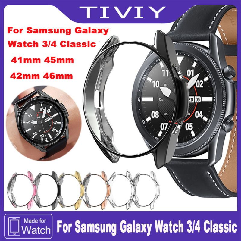 TIVIY Screen Protector Case For Samsung Galaxy Watch 4 Classic 42mm 46mm Smart Watch Ultra-thin Soft Full Screen Case For Samsung Galaxy Watch 3 Full Coverage Plating Shell TPU Protective Cover Case
