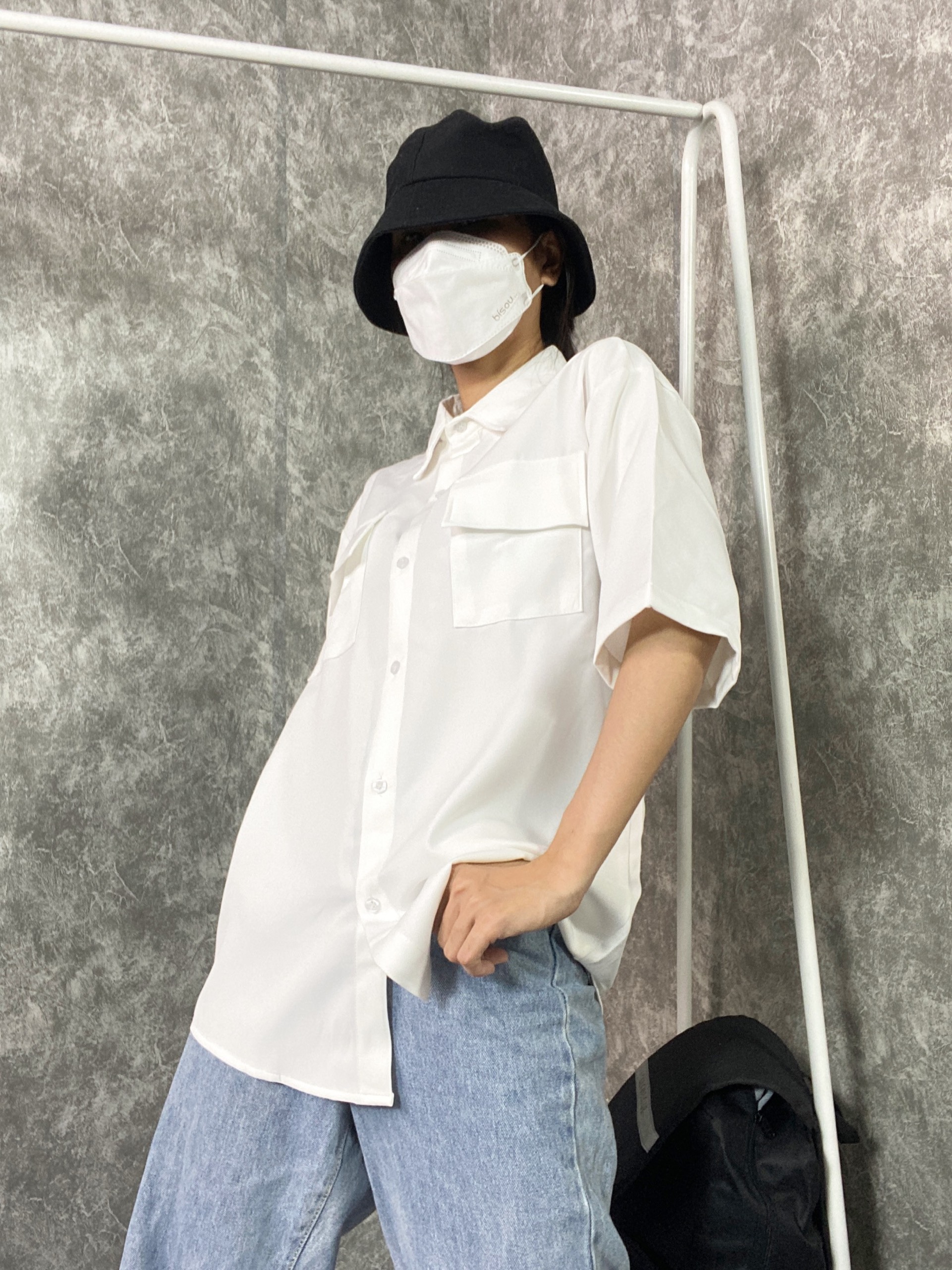 Áo Sơ Mi Trắng 2 Túi Hộp Unisex Basic - Áo Sơ Mi Trắng Nam Nữ Basic có size