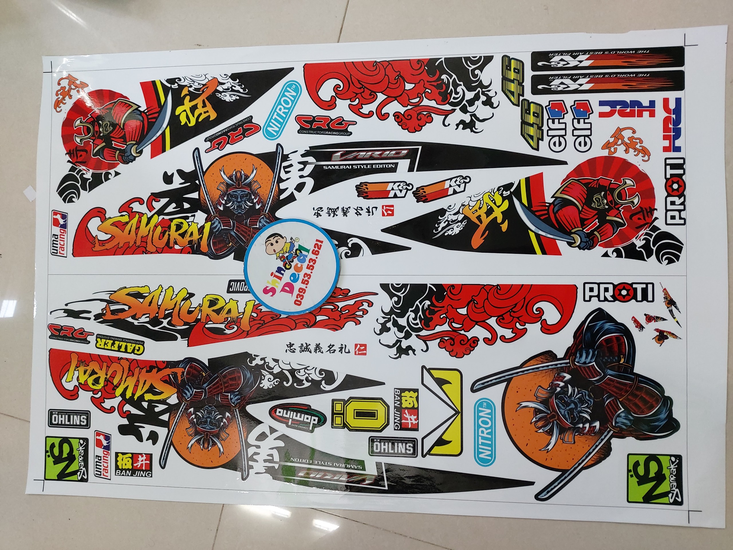 [HCM]Tem xe vario samurai dán xe trắng