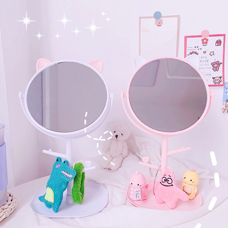 Gương Tai Mèo Để Bàn Đế Tròn