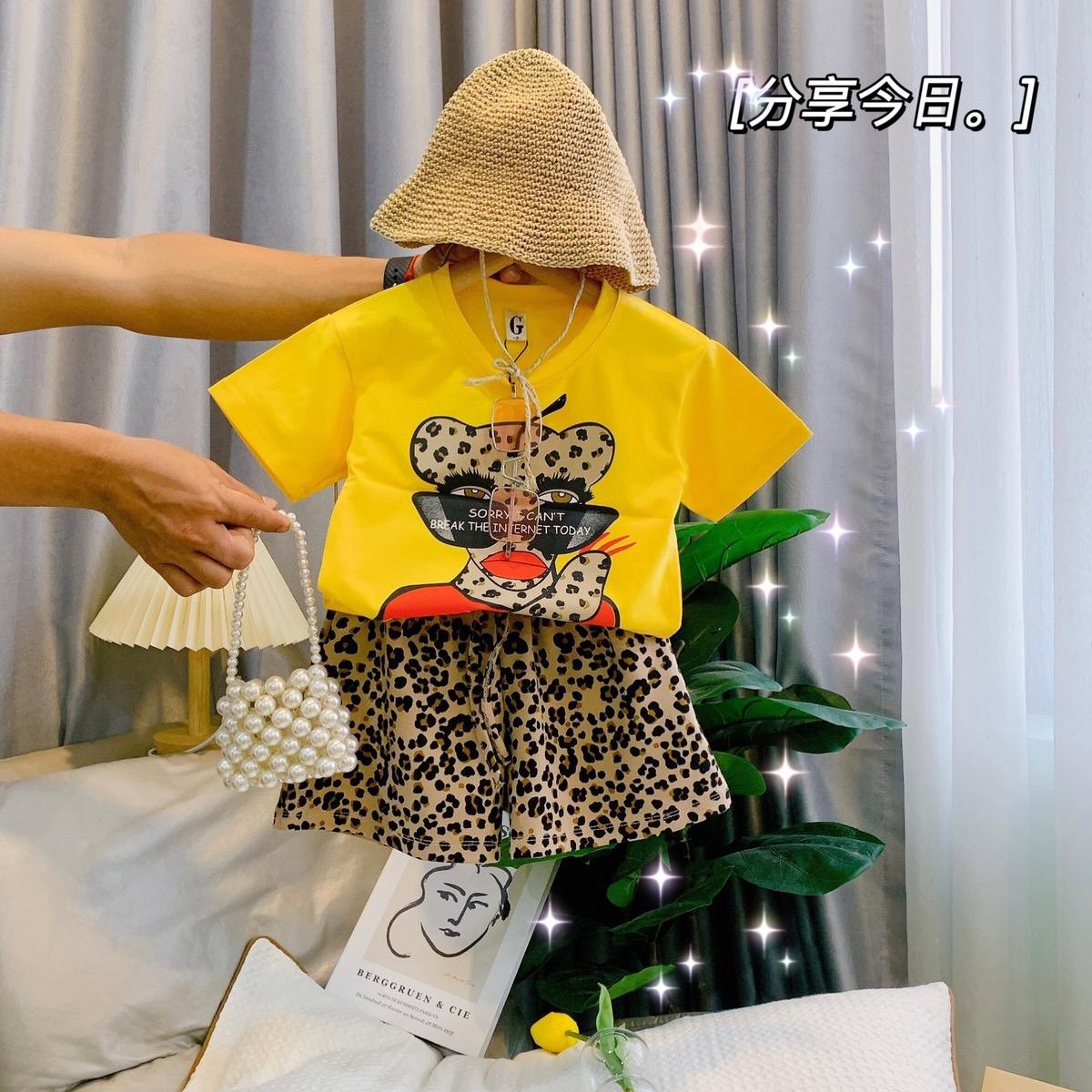 (Size 9-28Kg) Set áo thun hình cún yêu phối quần đùi ngắn
