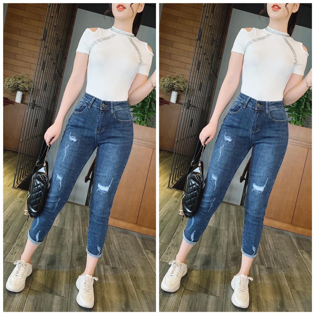[HCM]QUẦN JEAN DÀI 9 TẤC CÀO RÁCH BIG SIZE ĐẠI RẺ ĐẸP LƯNG CAO CO DÃN MẠNH 2748 - MoliJeans