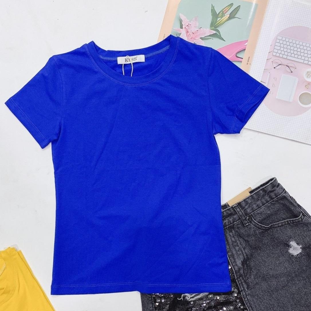 ÁO THUN TRƠN CỔ TRÒN  MÀU XANH DƯƠNG TAY NGẮN NAM NỮ  7