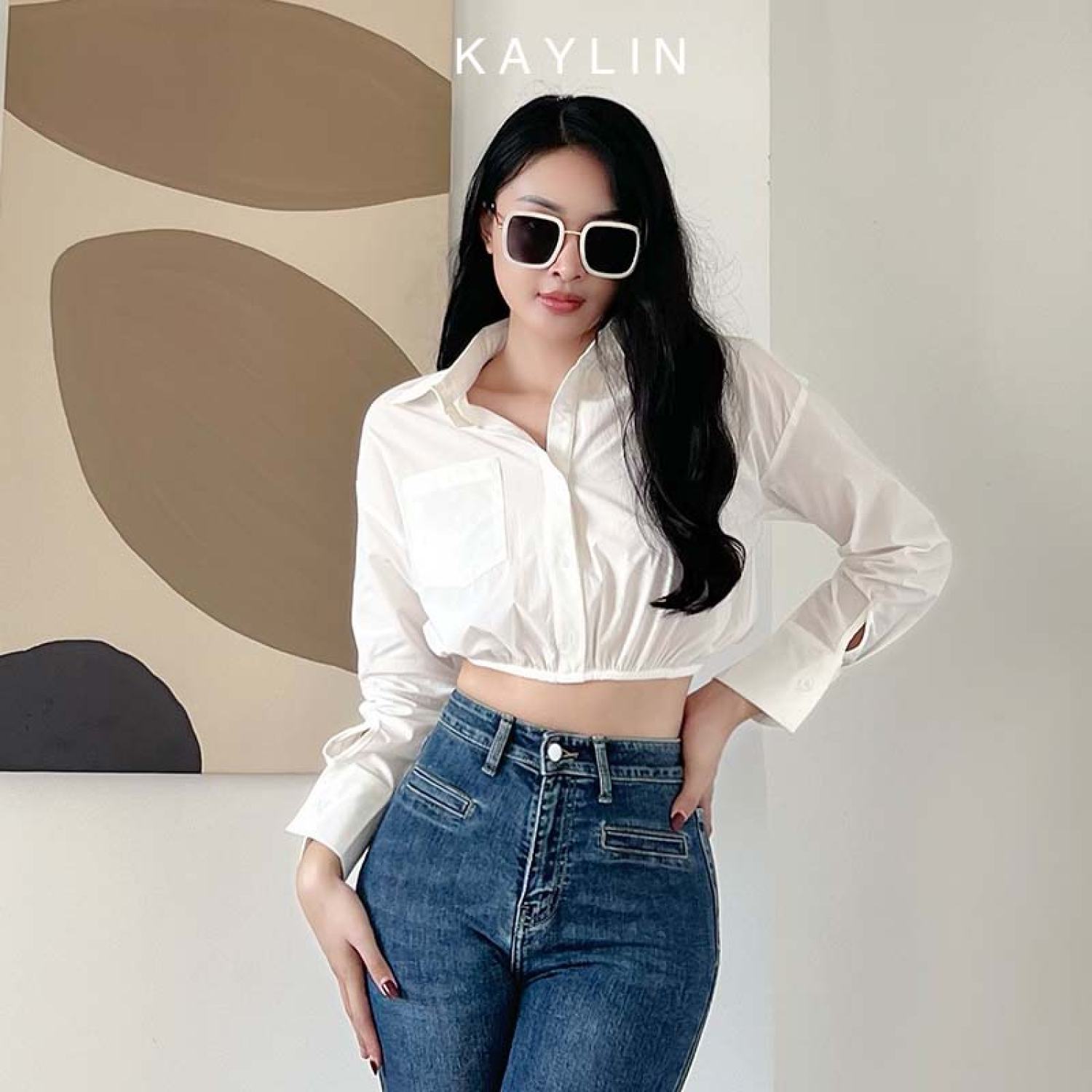 Áo sơ-mi phối bo thun thời trang KAYLIN - N1970