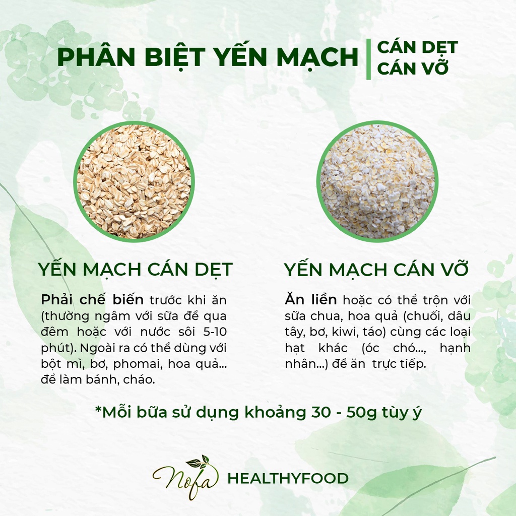 1Kg yến mạch tươi cán dẹt & cán vỡ Hafer Flocken nhập khẩu, ăn sáng healthy, giảm cân giữ dáng.