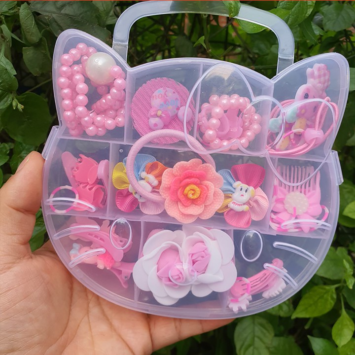 Hộp Dây Buộc Tóc Hello Kitty Đáng Yêu Cho Bé Gái