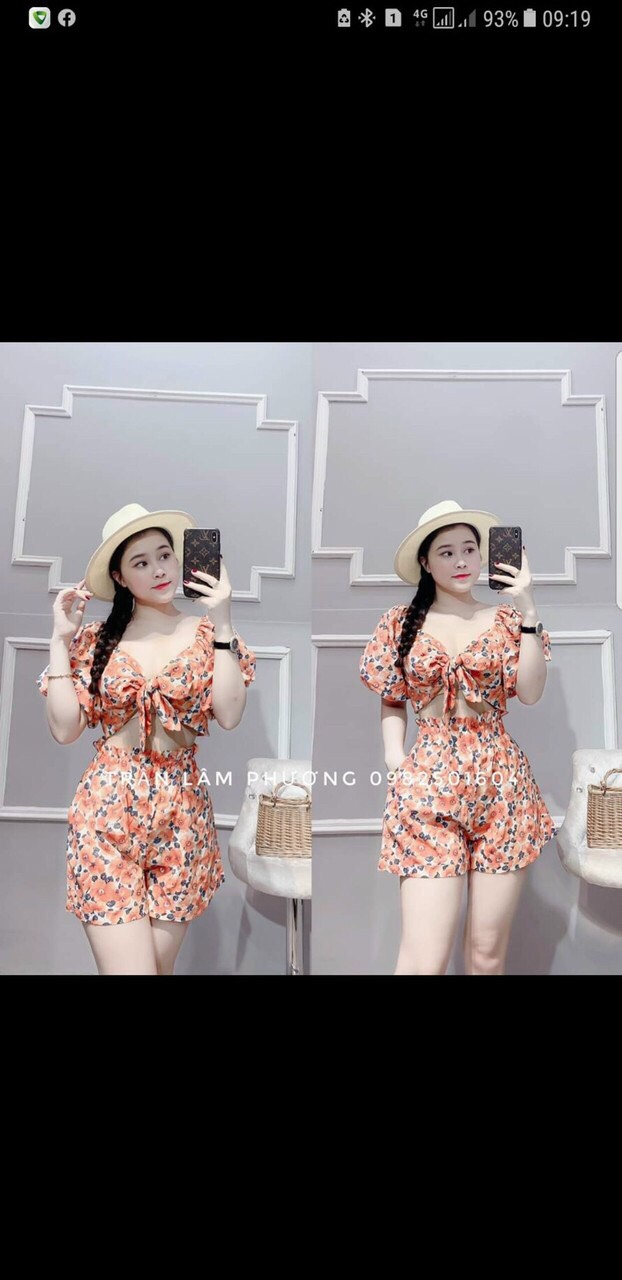 Jum lụa họa tiết hoa nhí cổ tim