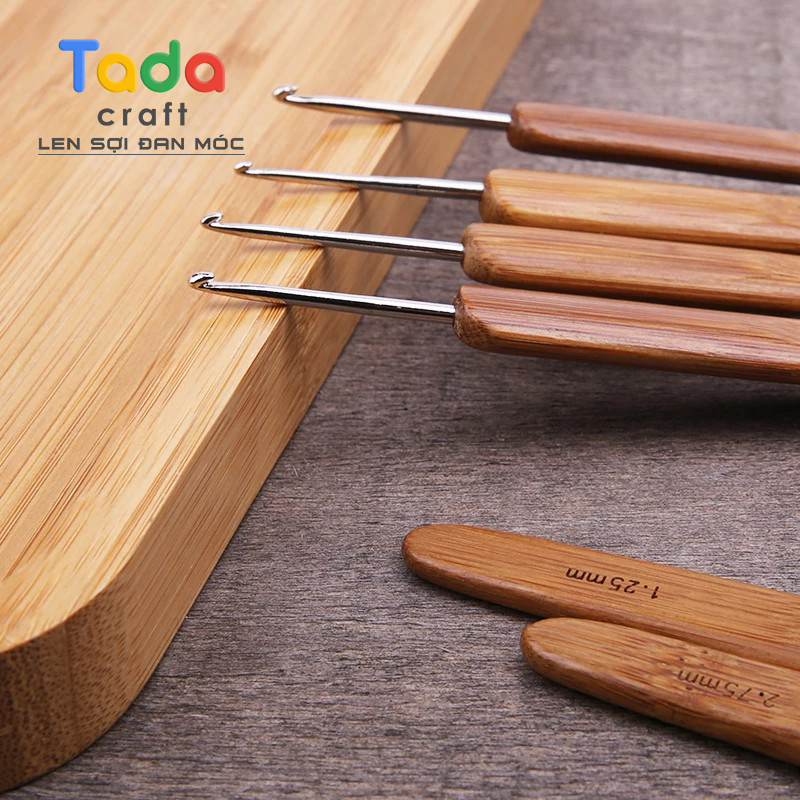 Kim Móc Len Cán Gỗ Tre Thiên Nhiên (Size Lẻ 1mm đến 6mm)
