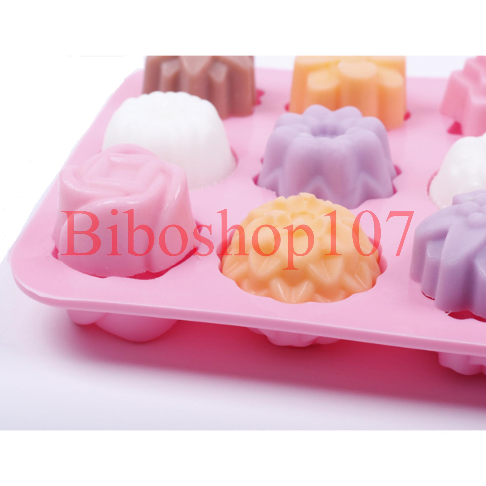 Khuôn silicon làm kẹo, thạch, rau câu, socola 12 hình hoa