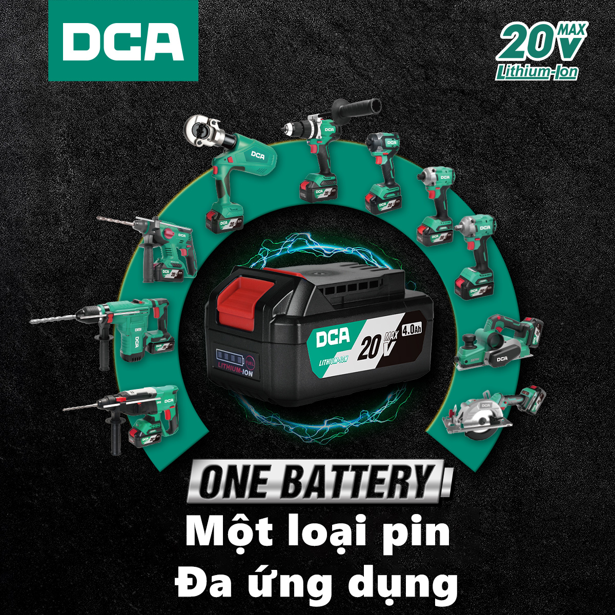 Pin sạc 20V thương hiệu DCA chính hãng pin dung lượng cao, có tính năng an toàn, công nghệ sạc cân bằng, dùng cho máy khoan, máy siết vít DCA