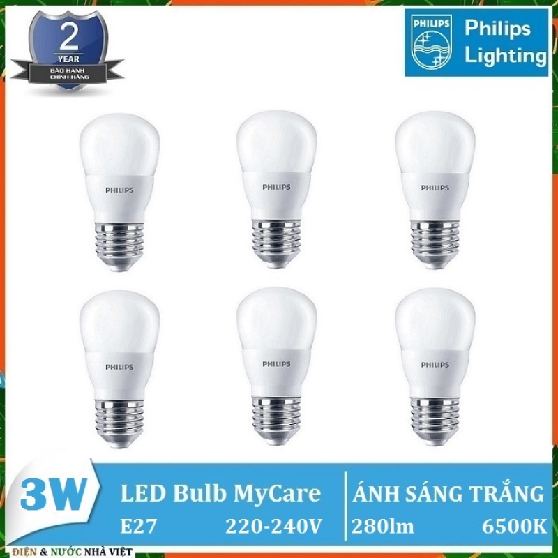 COMBO 6 BỘ - BÓNG ĐÈN PHILIPS LEDBULB MyCare 3W E27 P45 ( TIẾT KIỆM ĐIỆN - ÁNH SÁNG TRẮNG & VÀNG )