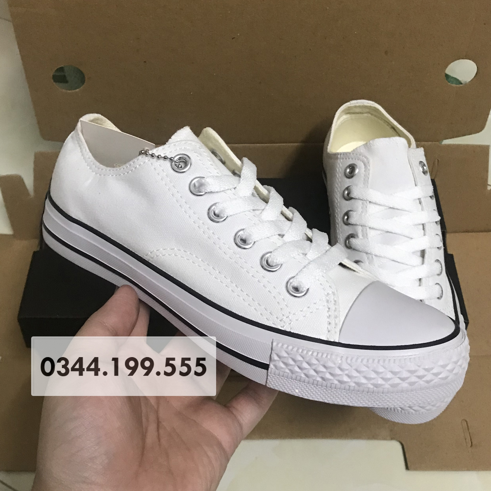 [FULL BOX] Giày Converse Thấp Cổ Nam Nữ Màu Đen - Trắng