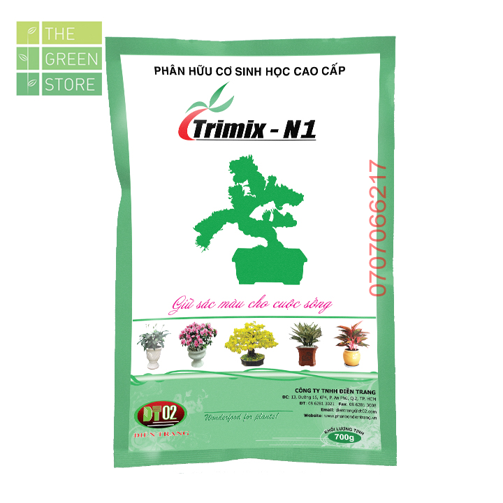 Phân hữu cơ viên tan chậm TRIMIX N1 (700g) cho mai vàng, hoa hồng, hoa lan, hoa cây cảnh, kiểng lá, sen đá, xương rồng
