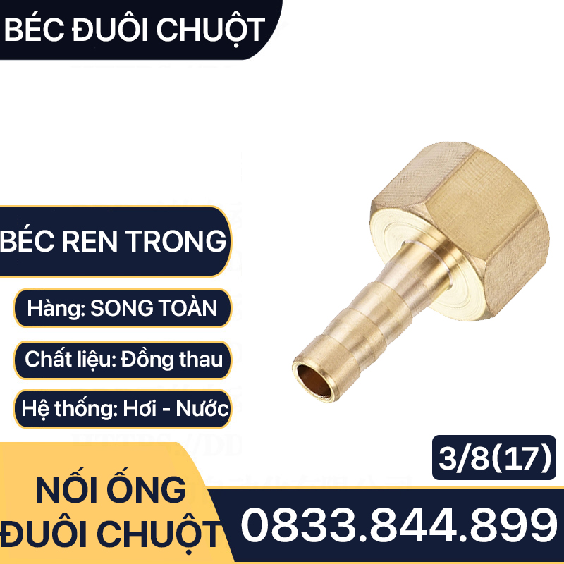 Đầu Nối Ren Trong 17 Đuôi Chuột Cắm Ống Mềm Lòng Trong Đồng Brass Barbed Hose Fitting