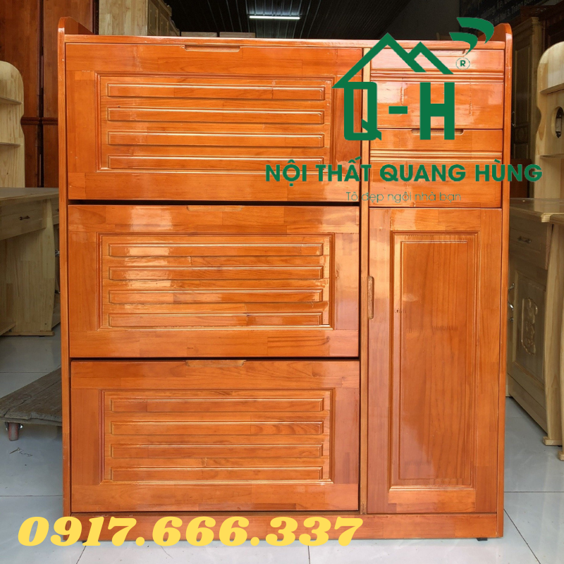 Tủ giày dép gỗ thông màu nâu - tủ thông minh dành cho cả gia đình