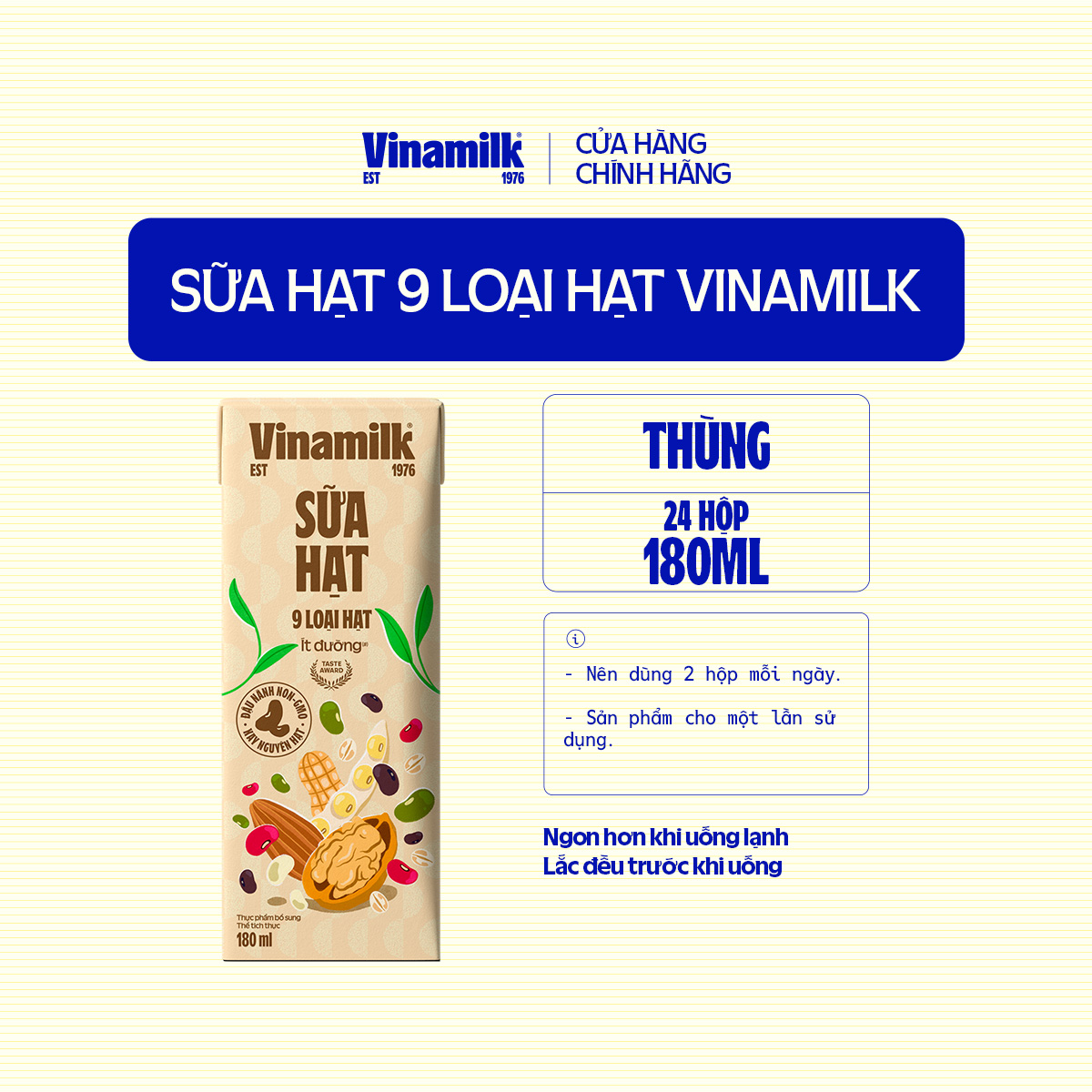 Thùng 24 hộp Sữa hạt 9 loại hạt Vinamilk ít đường - hộp 180ml