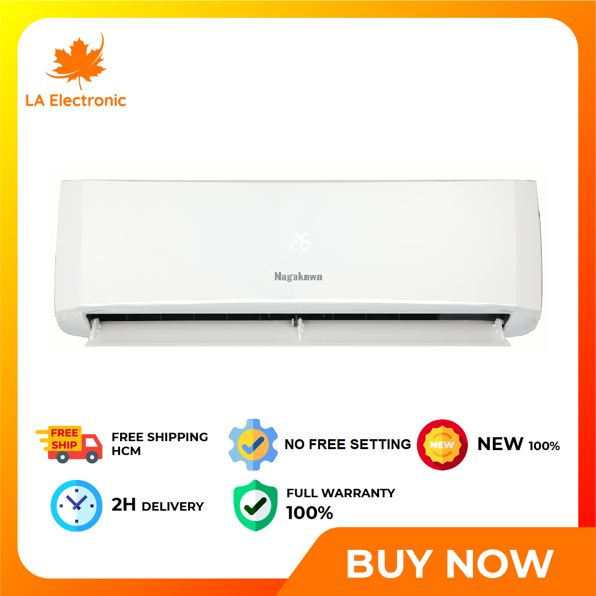 Air conditioner Nagakawa 2.5HP NS-C24R2H06 – Free shipping HCM Antibacterial, super durable Golden Fin heatsink Fast cooling mode Multi -…