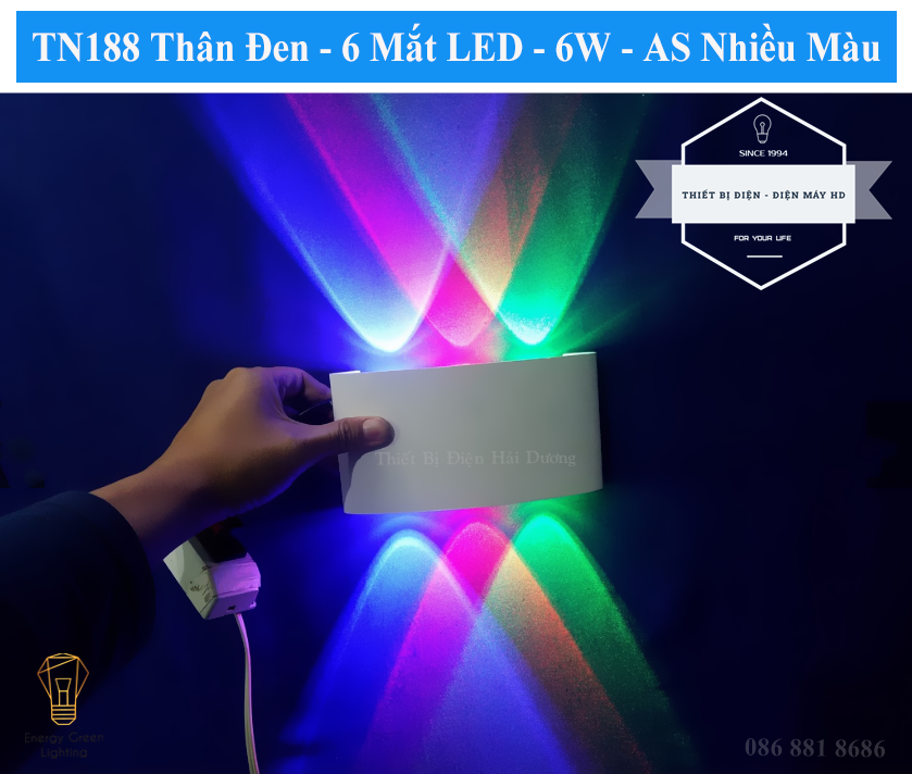 Đèn trang trí hắt tường 2 đầu - 4w/6w chống nước TN187-TN188 (Đen/Trắng). Sản phẩm chống thấm nước, bền bỉ với thời gian, có thể sử dụng ngoài trời