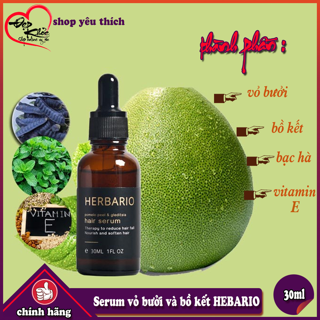 [HCM]Serum mọc tóc HEBARIO Vỏ Bưởi Và Bồ Kết 30ml ( ngăn rụng tóc mọc tóc nhanh dày và đen hơn )