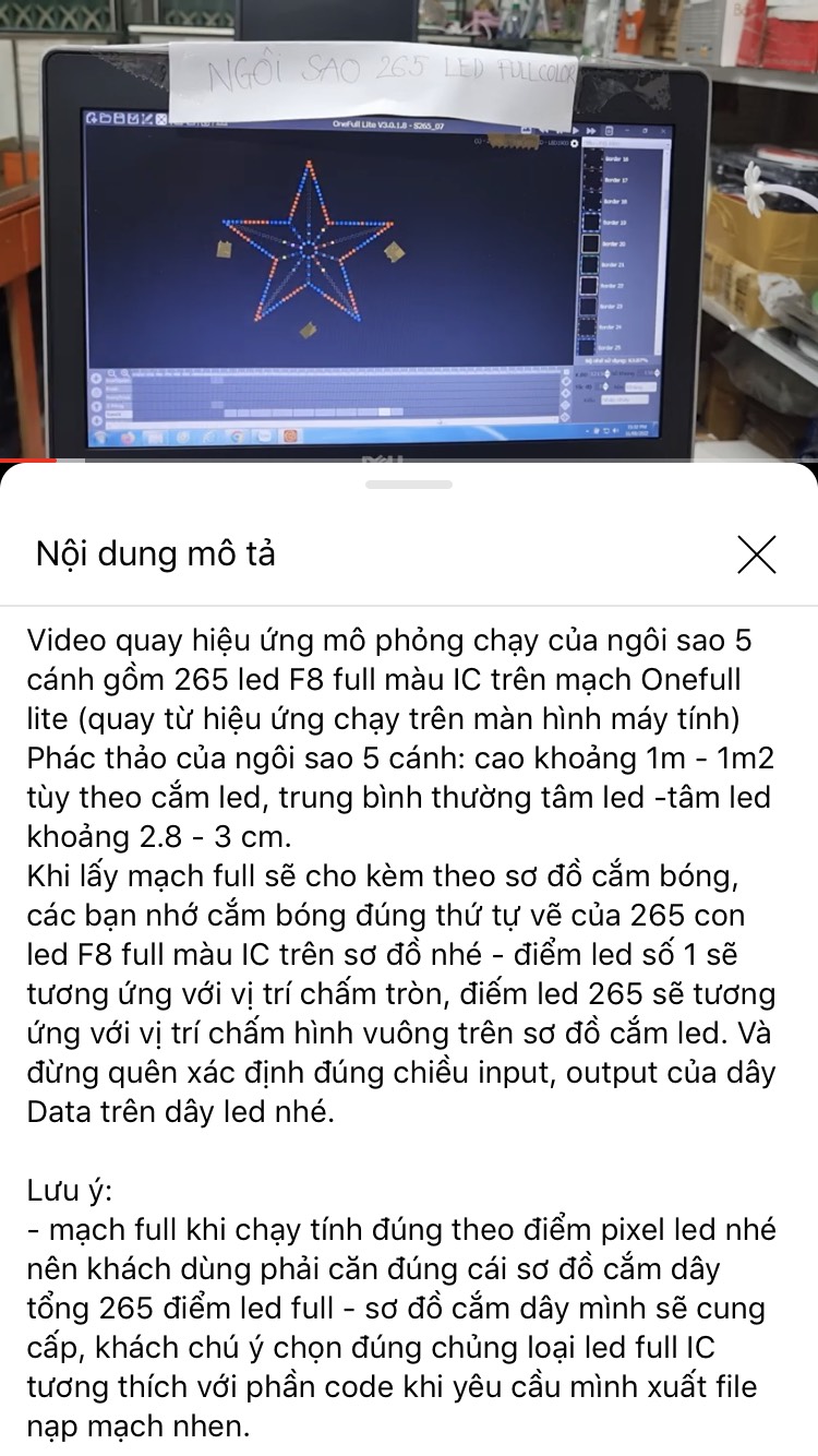 S265_Mạch Onefull Lite đã có nạp code cho ngôi sao 265 led fullcolor