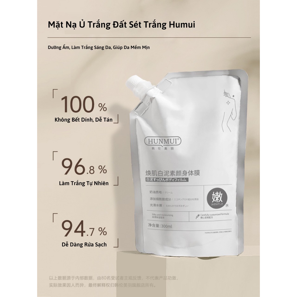 Mặt Nạ Ủ Trắng Body Hunmui 300ml Chiết Xuất Đất Sét Trắng Niacinemide