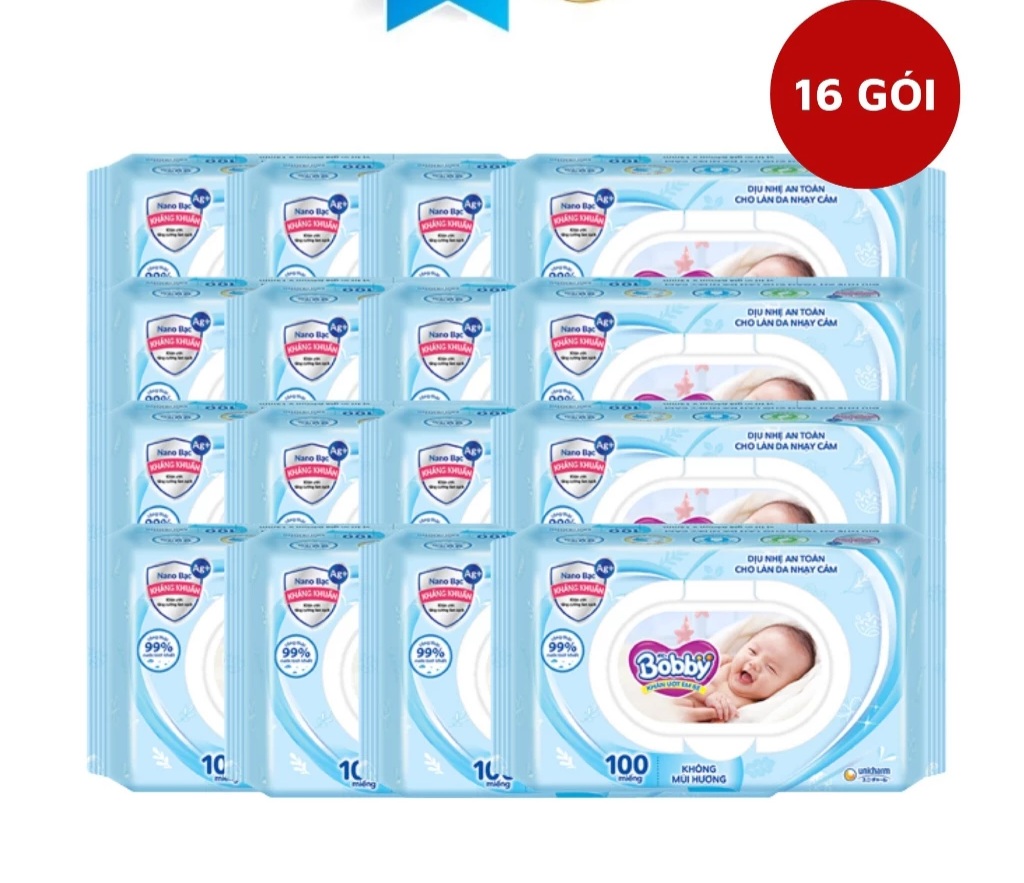 Combo 10 gói khăn ướt Bobby 100 tờ