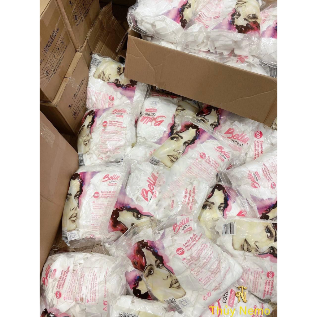 Bella- Bông tẩy trang cô gái Premium 500 miếng