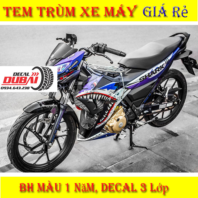 Tem trùm Satria Raider Cá Mập Xanh Mẫu Mới