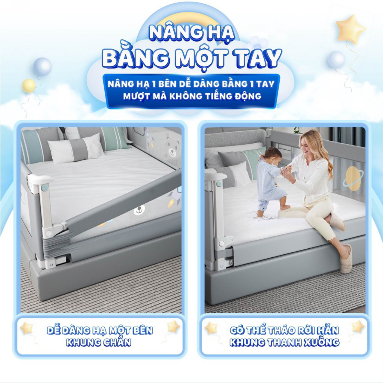 Thanh Chắn Giường Cho Bé N1s ,Umoo Chắc Chắn