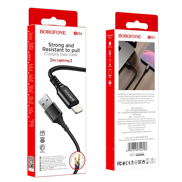 Cáp sạc nhanh Borofone BX54 Lightning dành cho Iphone, Ipad