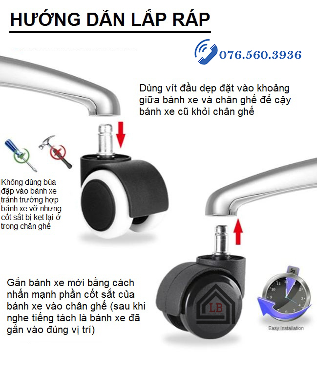 [HCM]Combo 05 bánh xe ghế giám đốc