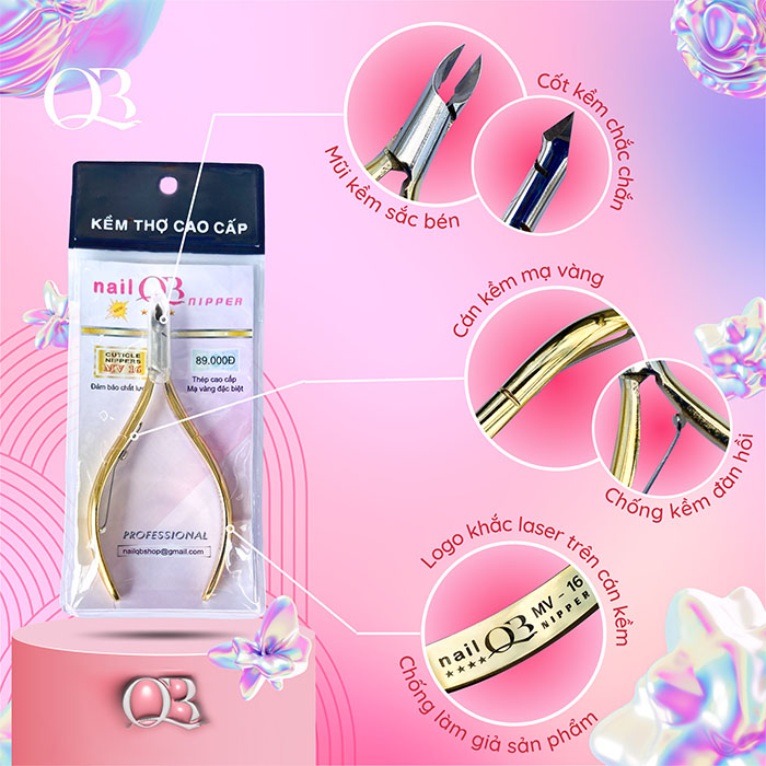 Kềm cắt da xi mạ vàng đầu tròn NAILQB