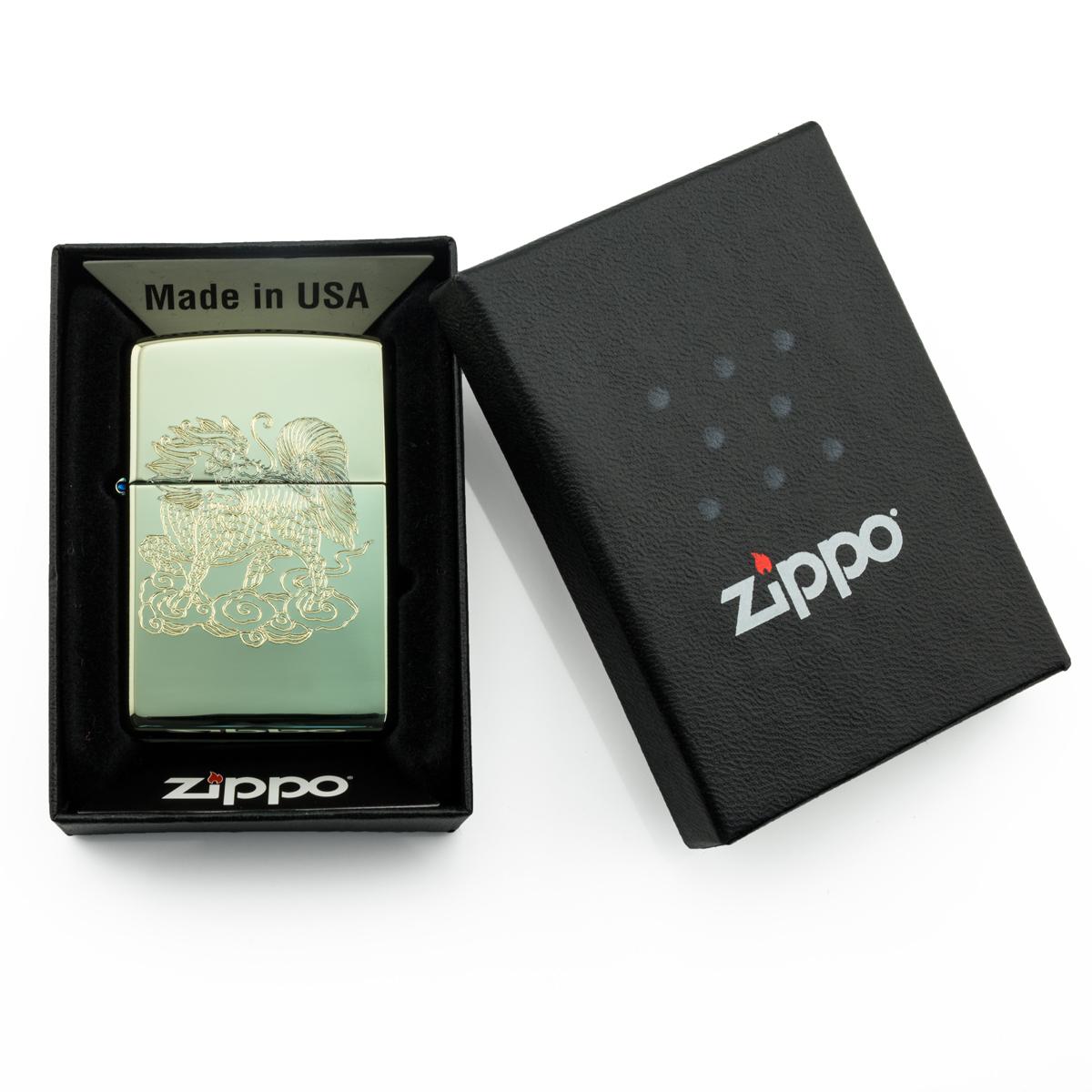 Bật Lửa Zippo Khắc Ngọc Kỳ Lân