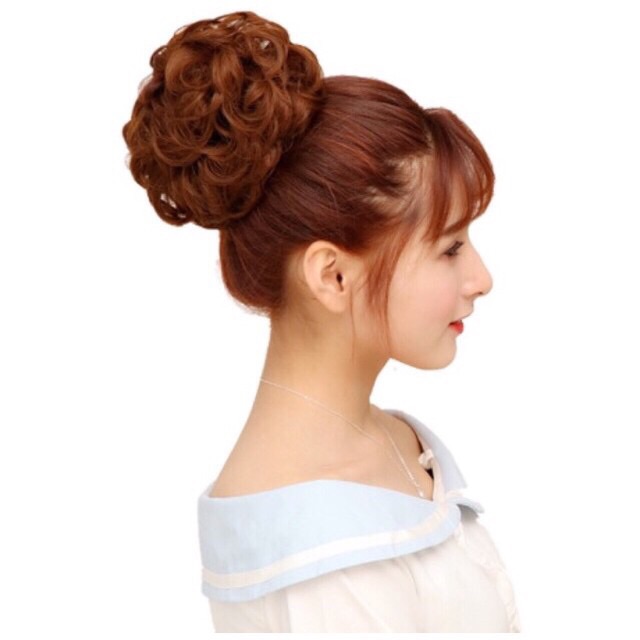 Tóc giả búi cột xoăn❤️💕 ảnh thật
