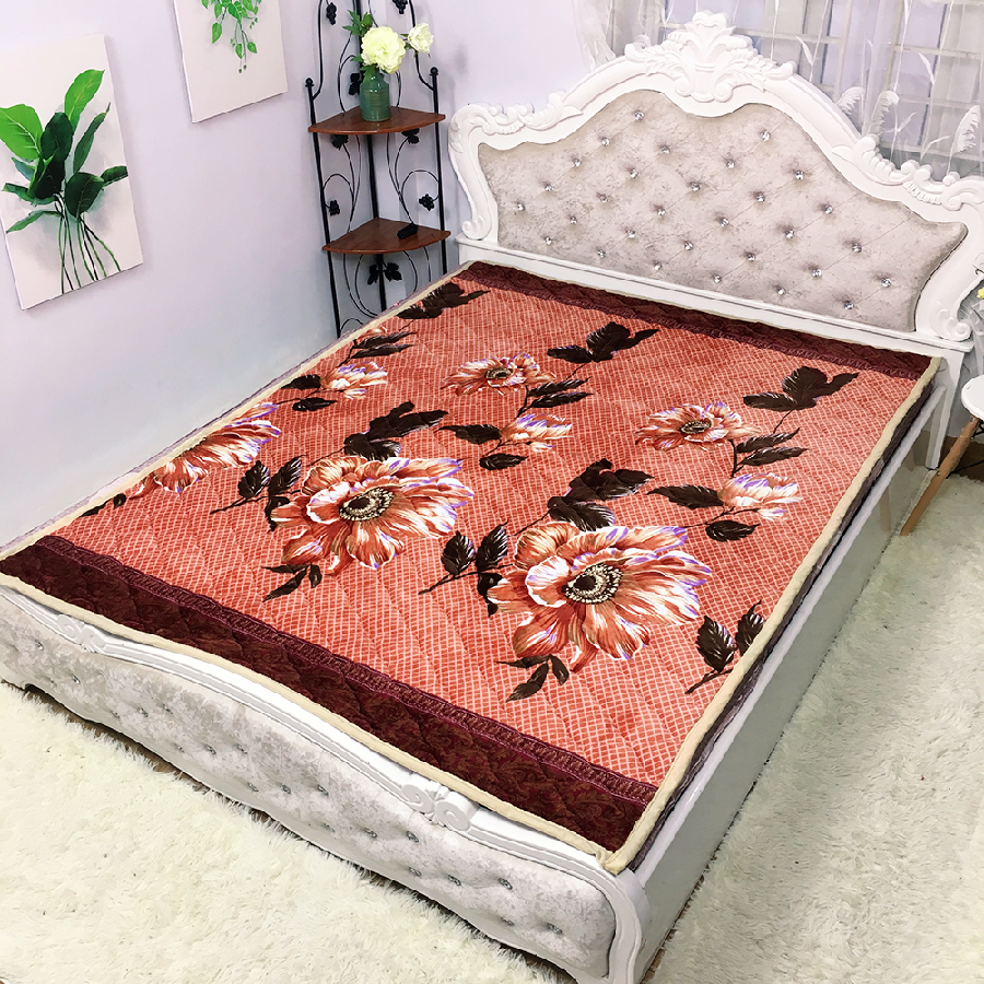 Thảm Nỉ Cừu Trải Giường/Trải Sàn HOA CAM sang chảnh,sang trọng