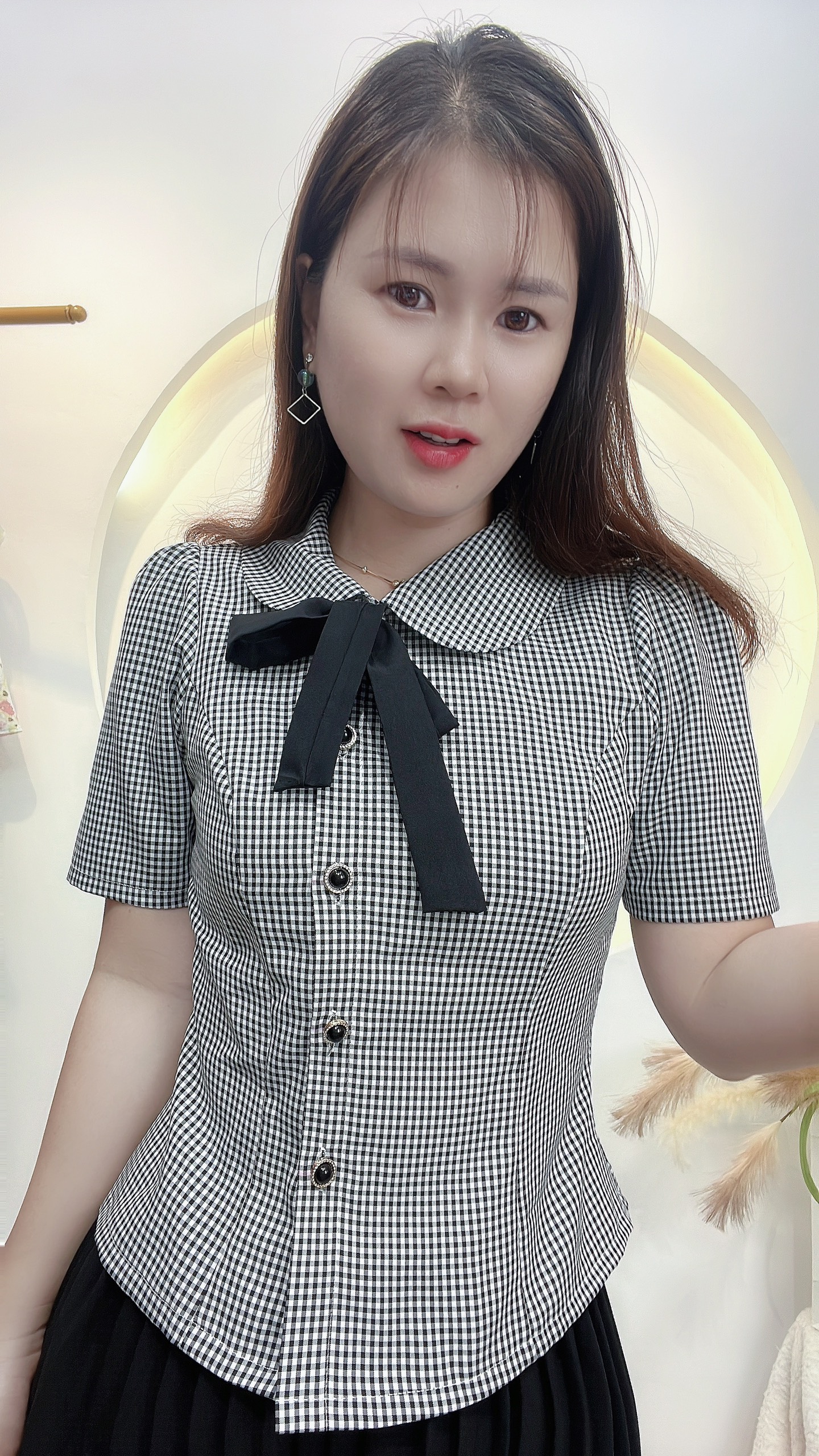 ÁO KIỂU CÔNG SỞ SỌC CARO DỄ THƯƠNG