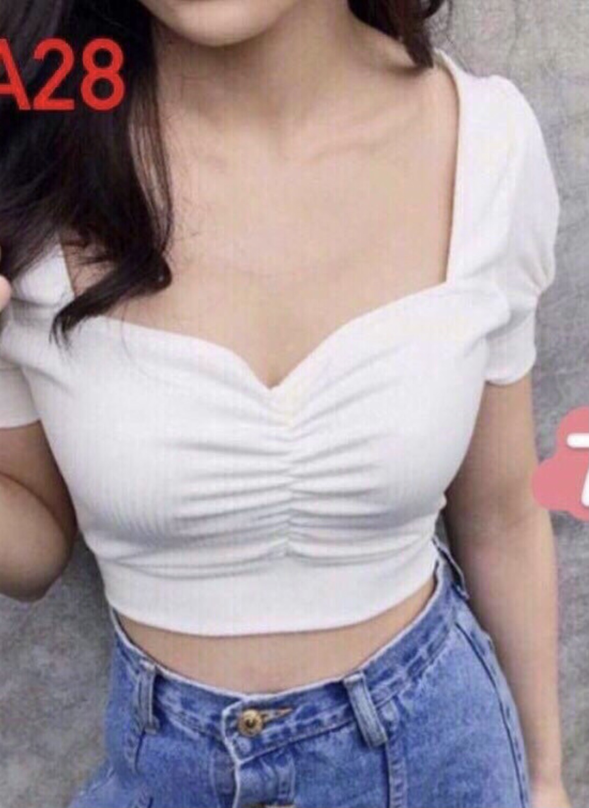 [HCM] ÁO CROPTOP CỔ V  BO EO FROM DƯỚI 50KG
