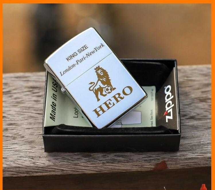 [HCM]Bật Lửa Zippo USA Khắc Logo Hero - Tặng Xăng Đá