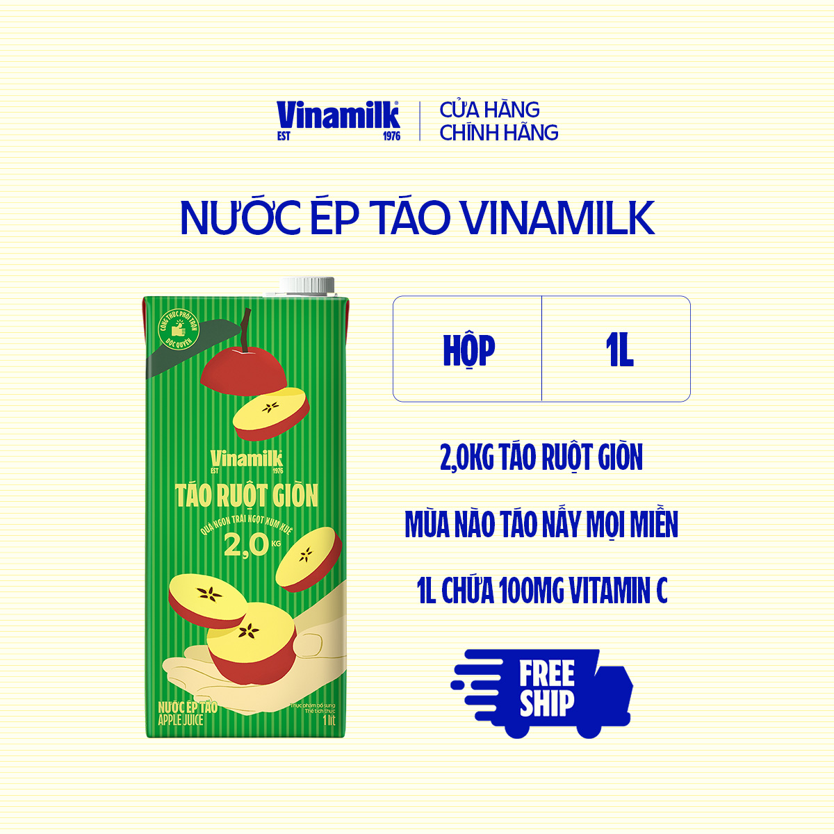 1 Hộp Nước Ép Táo Vinamilk - Hộp giấy 1L
