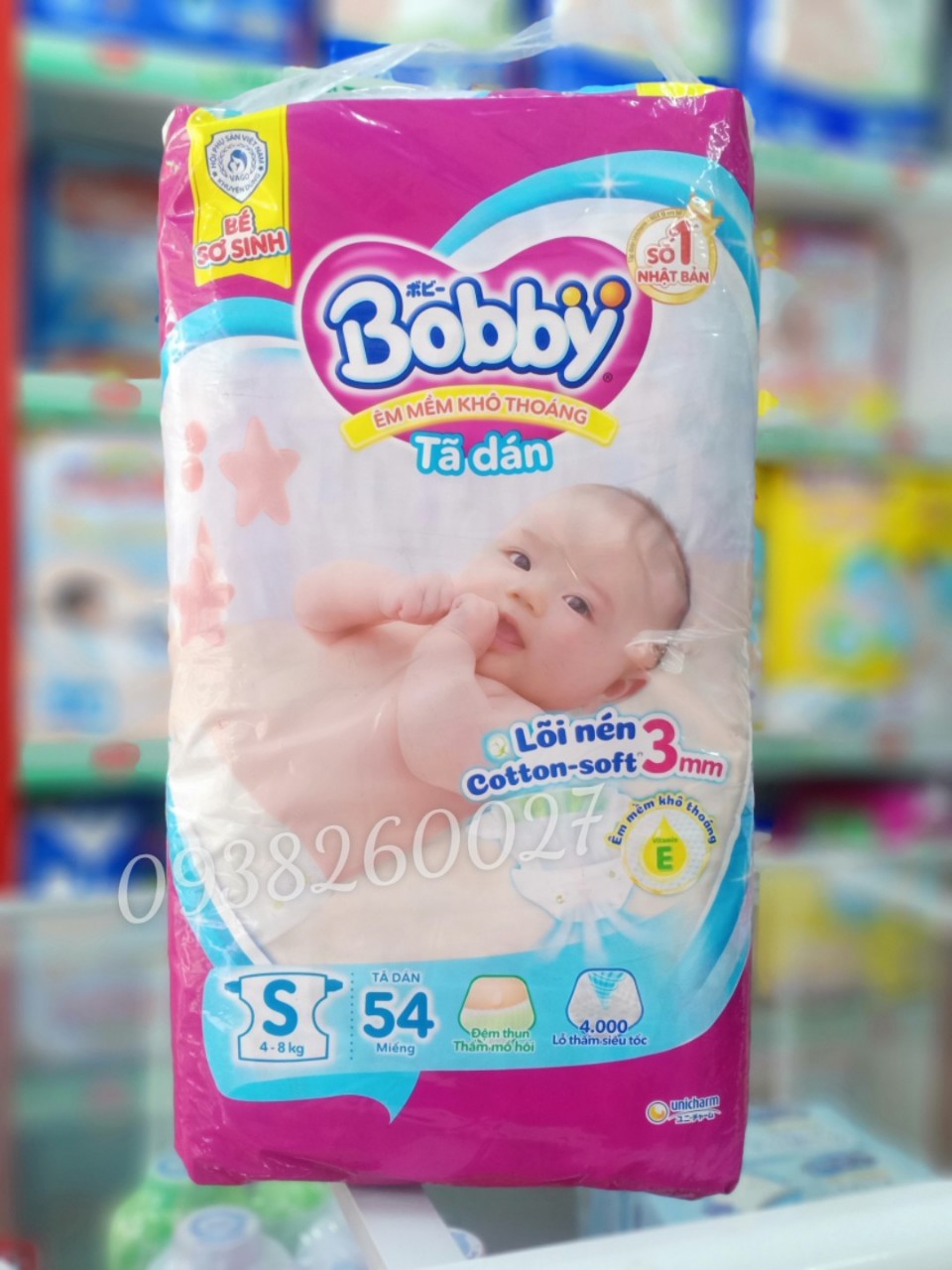 Tã dán sơ sinh Bobby size S54+4 miếng (4 - 8kg)