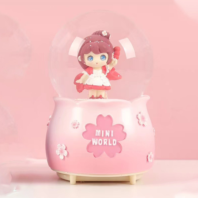 Quả cầu pha lê tuyết có hộp phát nhạc và đèn phát sáng xinh xắn kèm pin tiện ích