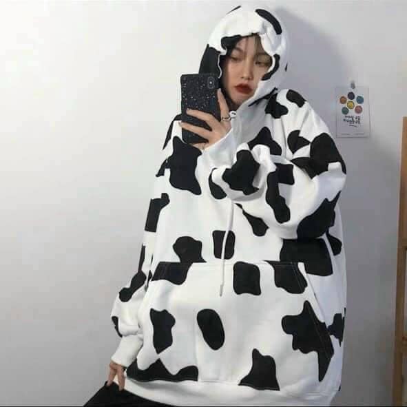 Miễn Phí Vận Chuyển-Áo Hoodie Nữ Phối Màu Loang In Siêu Sang Trọng Cực Đẹp