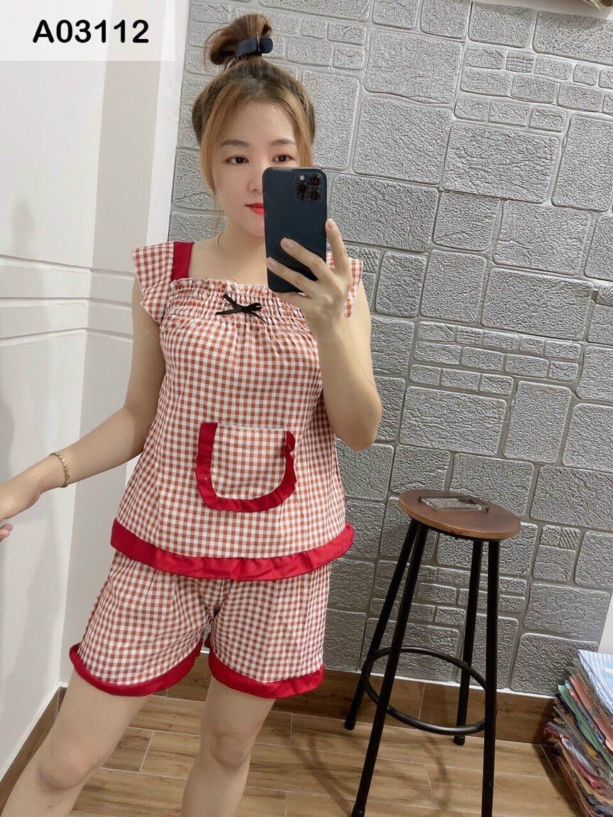 Set Bộ Kate Lụa Phối Sọc Mặc Nhà Dễ Thương