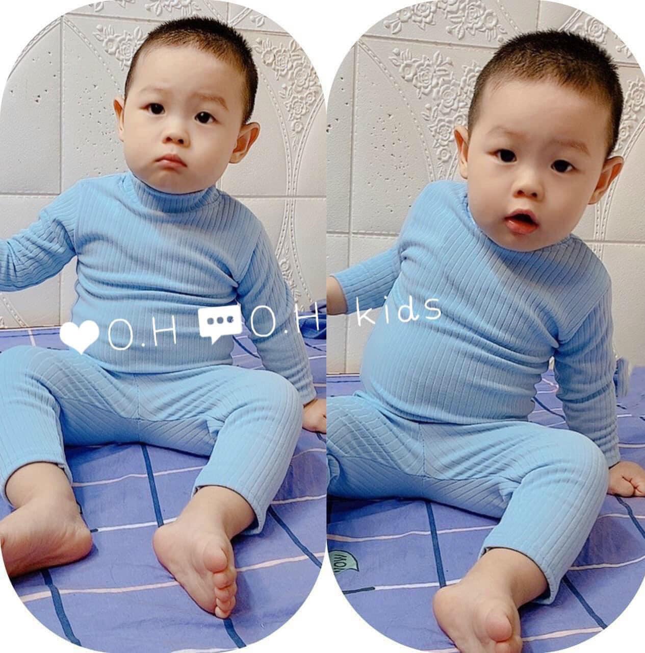 Bộ len gân MINKY MOM cổ 3cm cho bé